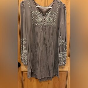 Gray Embroidered Dress